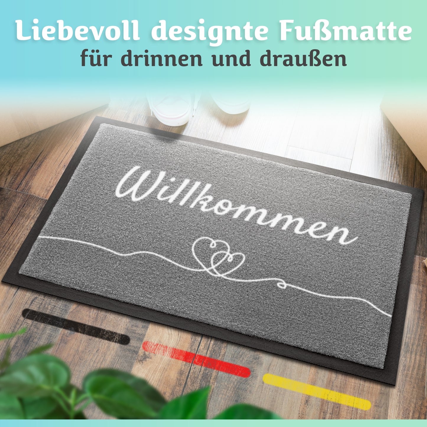 Charmante Fußmatte mit hereinspaziert Motiv in 40x60cm