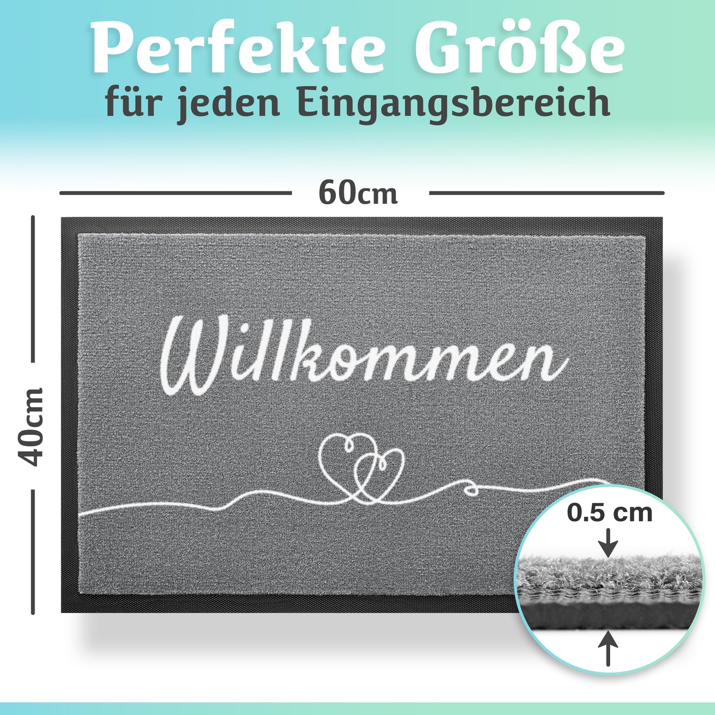 Charmante Fußmatte mit hereinspaziert Motiv in 40x60cm