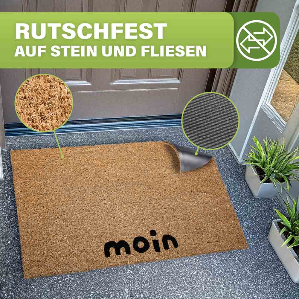 rutschfeste kokos fussmatte moin mit gummiunterseite fuer stein und fliesen eingangsbereich robuste kokosfasern