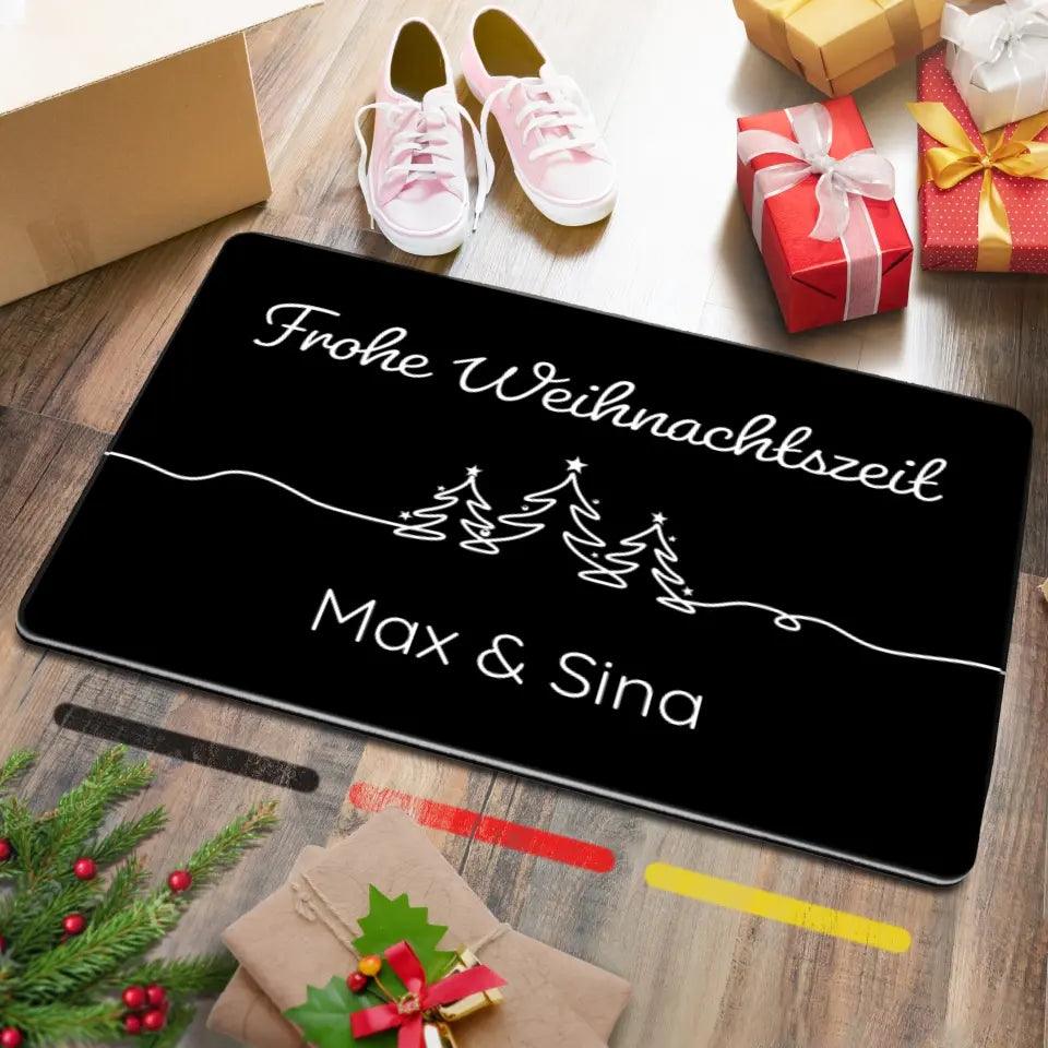 Personalisierbare Weihnachten Fußmatte Schwarz 40x60