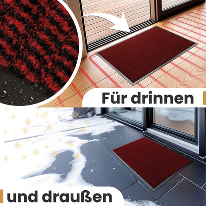 Rote Schmutzfangmatte ist perfekt geeignet für drinnen und draussen und haelt wetter stand