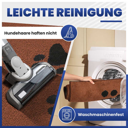 Leichte Reinigung: Braune, waschmaschinenfeste Schmutzfangmatte, die Hundehaare nicht haften lässt und leicht zu saugen ist.