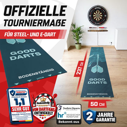 Dartteppich mit Abwurflinie 237 x 50 cm, rutschfeste Dartmatte – Bild 2