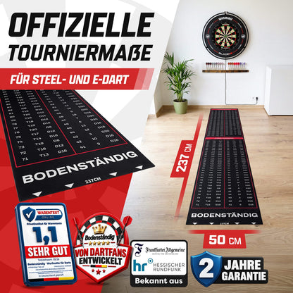 Dartteppich mit Abwurflinie 237 x 50 cm, rutschfeste Dartmatte – Bild 10