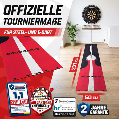 Dartteppich mit Abwurflinie 237 x 50 cm, rutschfeste Dartmatte – Bild 18