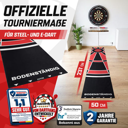 Dartteppich mit Abwurflinie 237 x 50 cm, rutschfeste Dartmatte – Bild 27