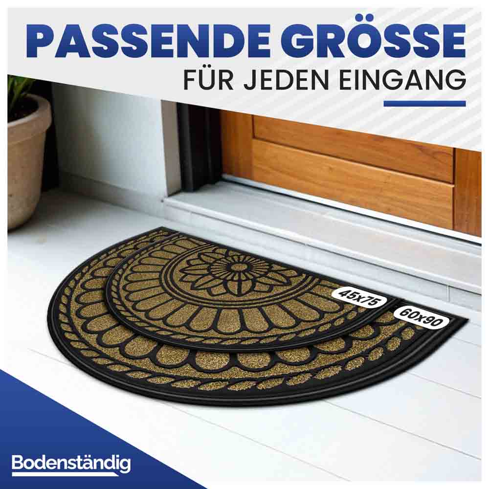 Beige Eingangsmatte mit Blumenmuster, erhältlich in zwei gängigen Größen (45x75 und 60x90) für jeden Eingang.