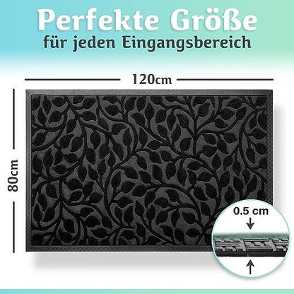 Die schwarze Fußmatte in 120x80 cm mit einer Höhe von 0,5 cm bietet eine großzügige Fläche und passt ideal in jeden Eingangsbereich.
