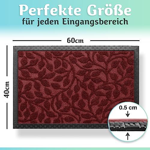 Die rote Fußmatte in 60x40 cm mit einer Höhe von 0,5 cm passt ideal in jeden Eingangsbereich und überzeugt durch ihre flache Bauweise.

