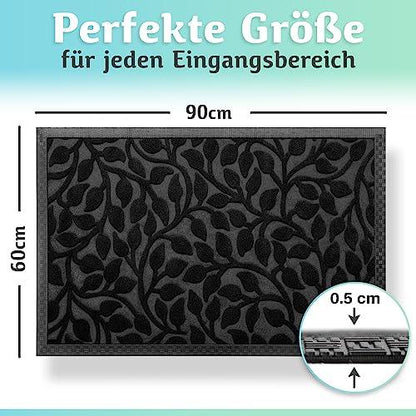 Die schwarze Fußmatte in 90x60 cm mit einer Höhe von 0,5 cm passt ideal in jeden Eingangsbereich und bietet eine flache, praktische Bauweise.
