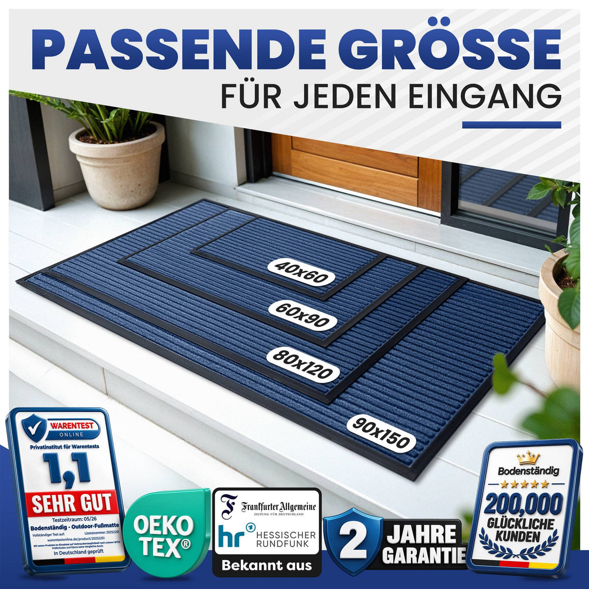 Fußmatte außen & innen rutschfest – saugstarker Fußabtreter – Bild 6