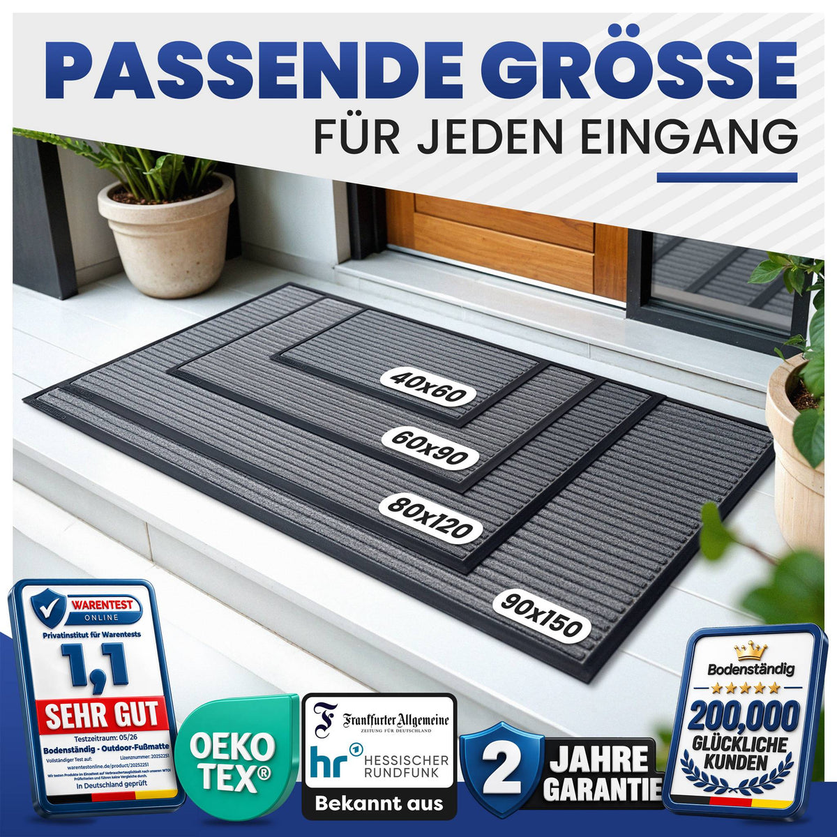 Fußmatte außen & innen rutschfest – saugstarker Fußabtreter – Bild 27