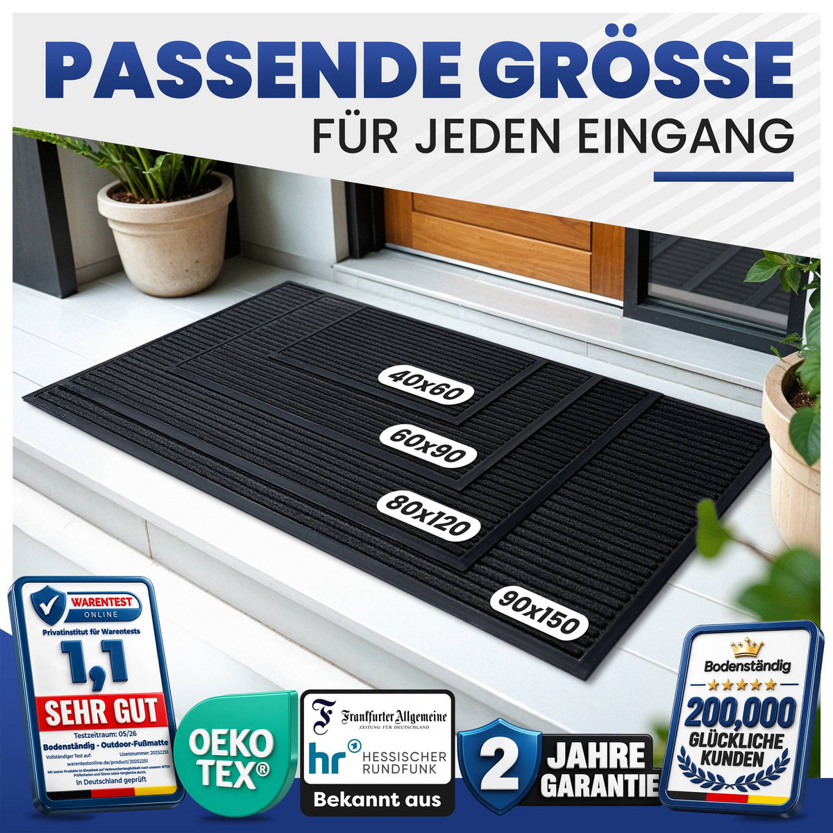 Fußmatte außen & innen rutschfest – saugstarker Fußabtreter – Bild 48