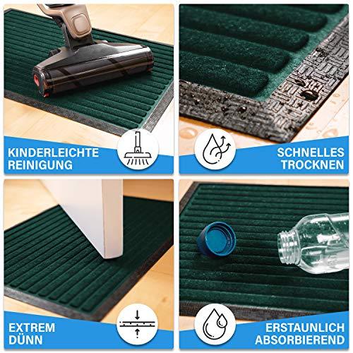 Gruene Fussmatte mit einfacher Reinigung, schnellem Trocknen, duennem Design und hoher Absorption fuer den Eingangsbereich.