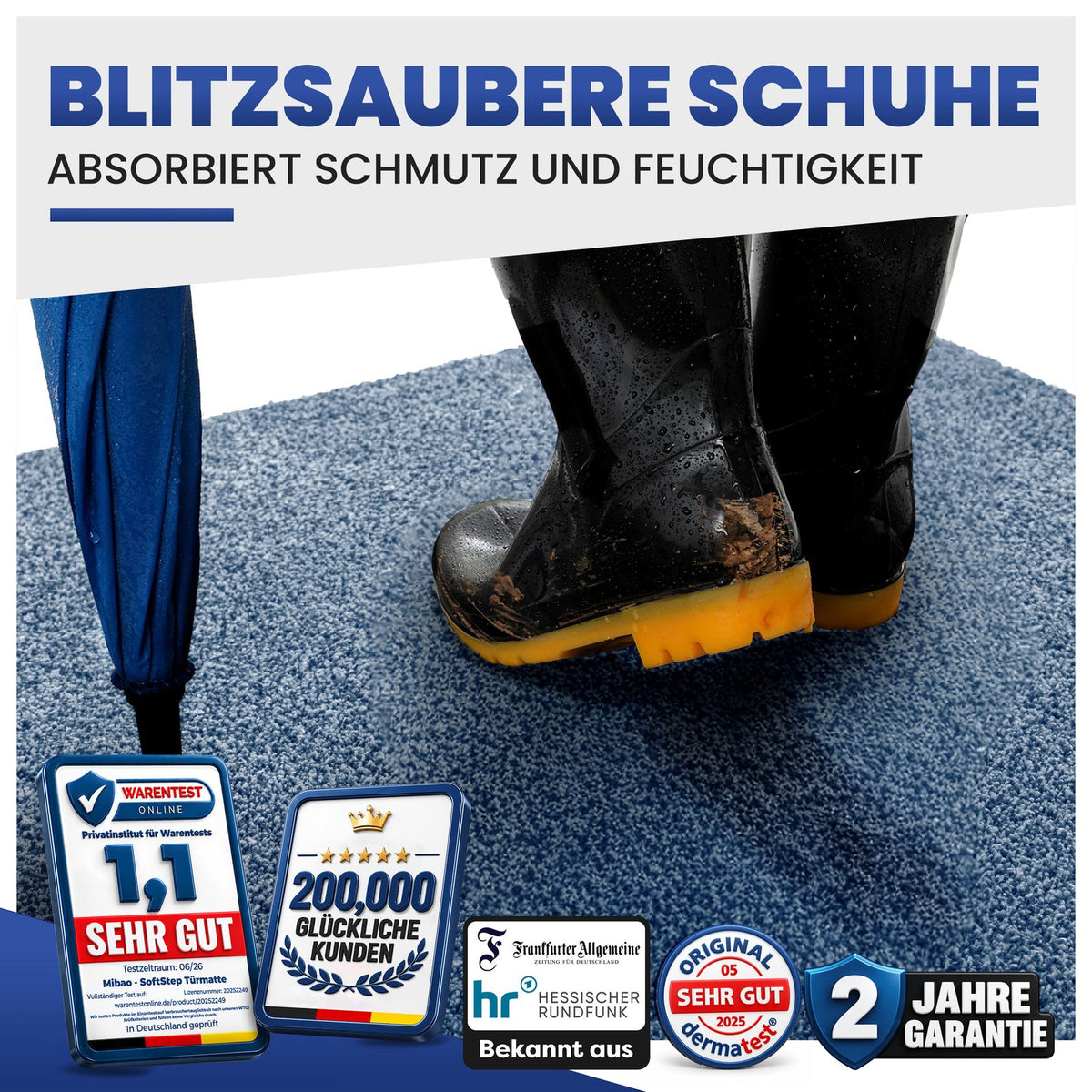Fußmatte innen flauschig & saugstark – waschbare Schmutzfangmatte – Bild 14