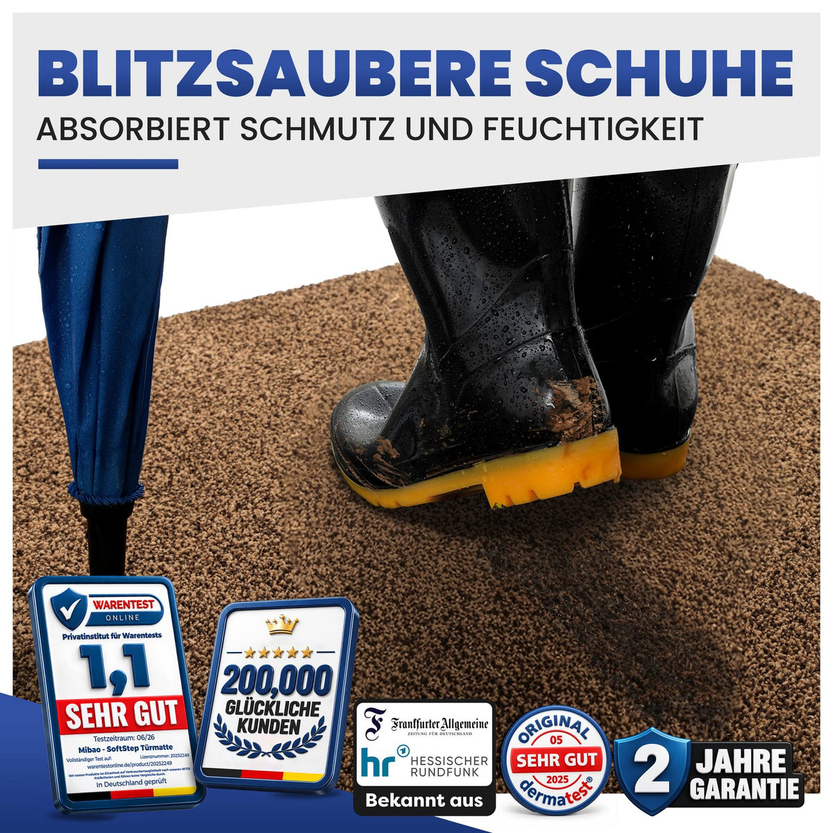 Fußmatte innen flauschig & saugstark – waschbare Schmutzfangmatte – Bild 18