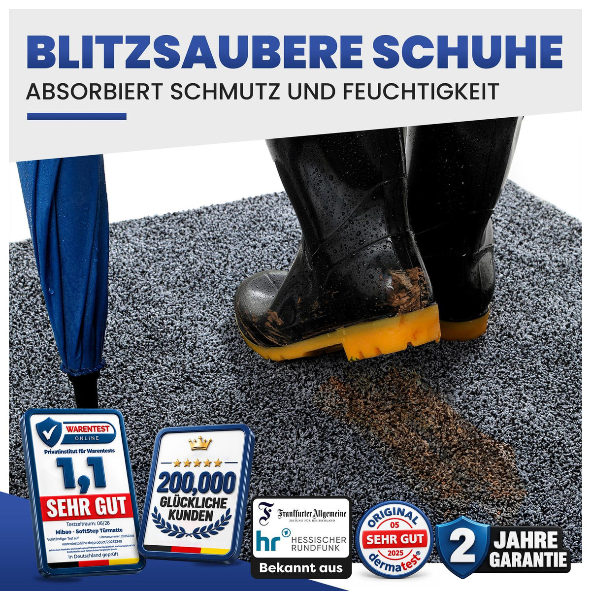 Fußmatte innen flauschig & saugstark – waschbare Schmutzfangmatte – Bild 26
