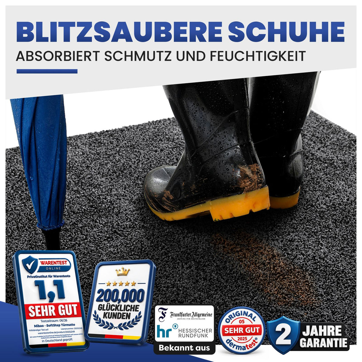Fußmatte innen flauschig & saugstark – waschbare Schmutzfangmatte – Bild 42