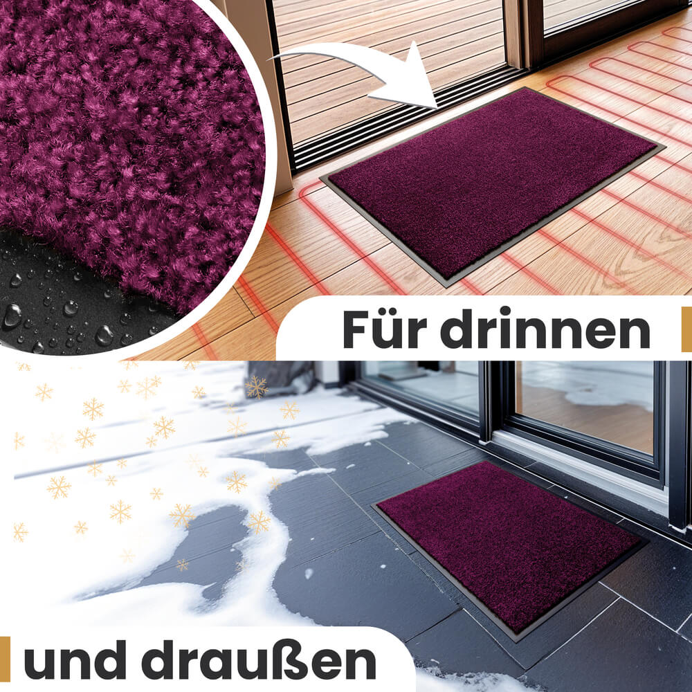 Lila Schmutzfangmatte ist perfekt geeignet für drinnen und draussen und haelt wetter stand