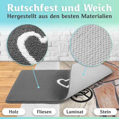 graue rutschfeste fussmatte fuer innen mit weichem obermaterial und griffiger rueckseite geeignet fuer holz fliesen laminat und stein