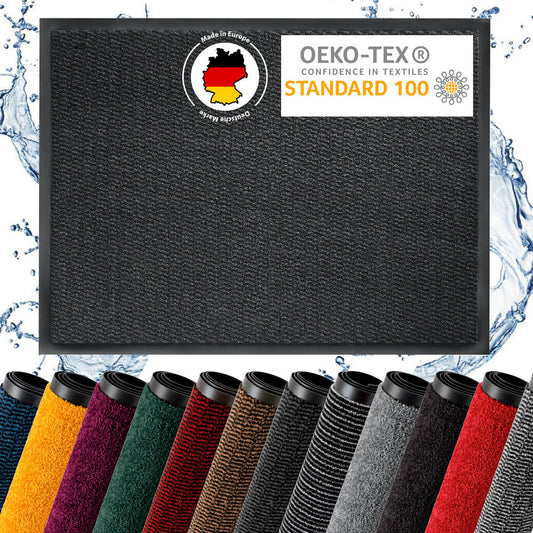 Fußmatte aussen in Schwarz mit verschiedenen Farbvarianten, rutschfest und saugfaehig