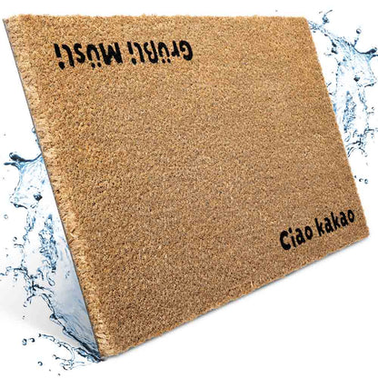 kokos fussmatte ciao kakao mit wasser splash effekt robuste naturfasern fuer eingangsbereich drinnen und draussen rutschfest und langlebig
