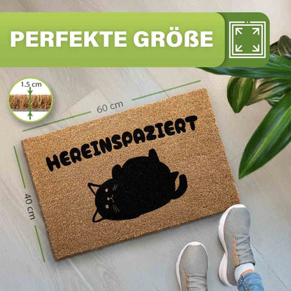 kokos fussmatte hereinspaziert katzenmotiv perfekte groesse 60x40cm naturfaser matte fuer eingangsbereich drinnen und draussen