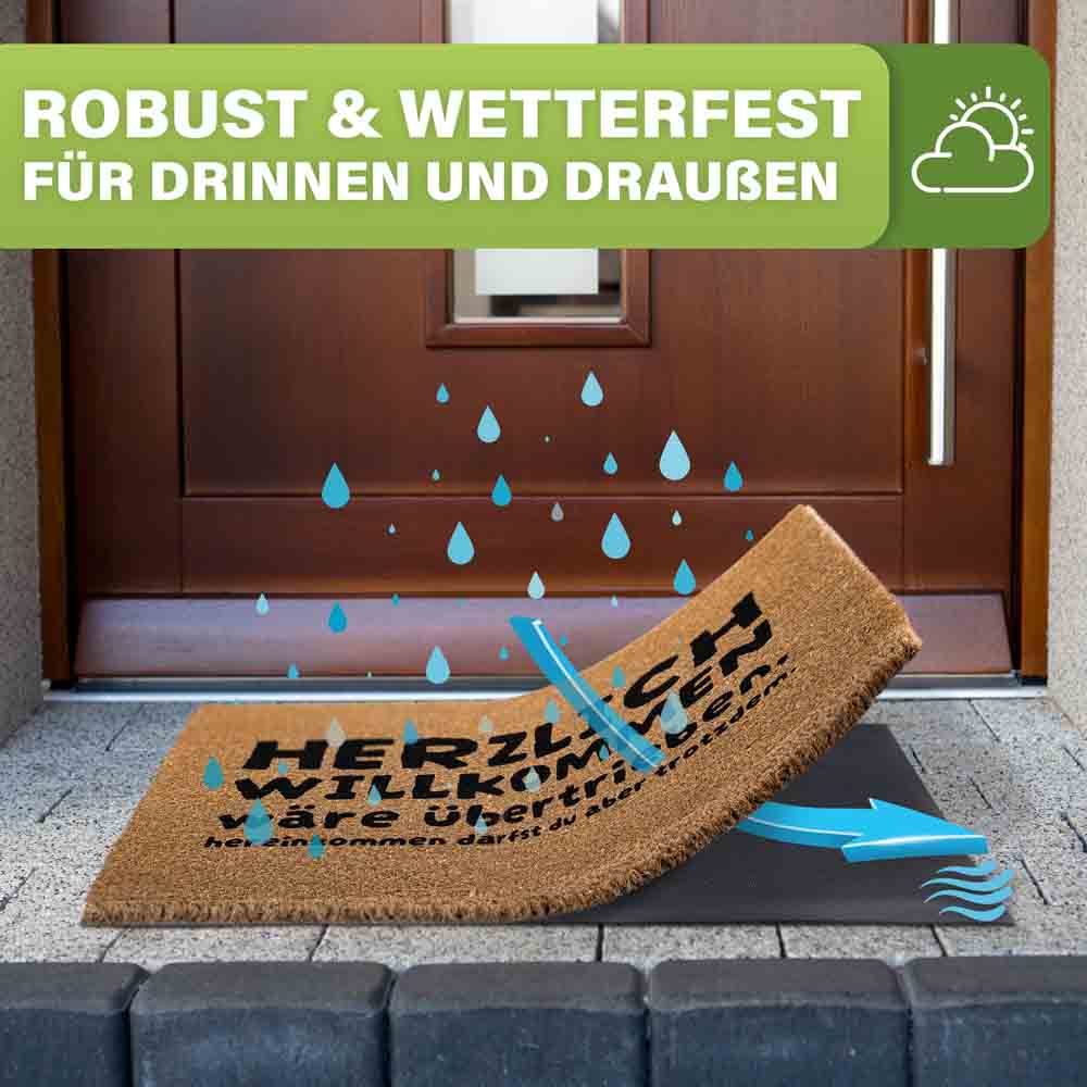 wetterfeste kokos fussmatte herzlich willkommen waere uebertrieben fuer drinnen und draussen wasserabweisend robust ideal fuer eingangsbereich