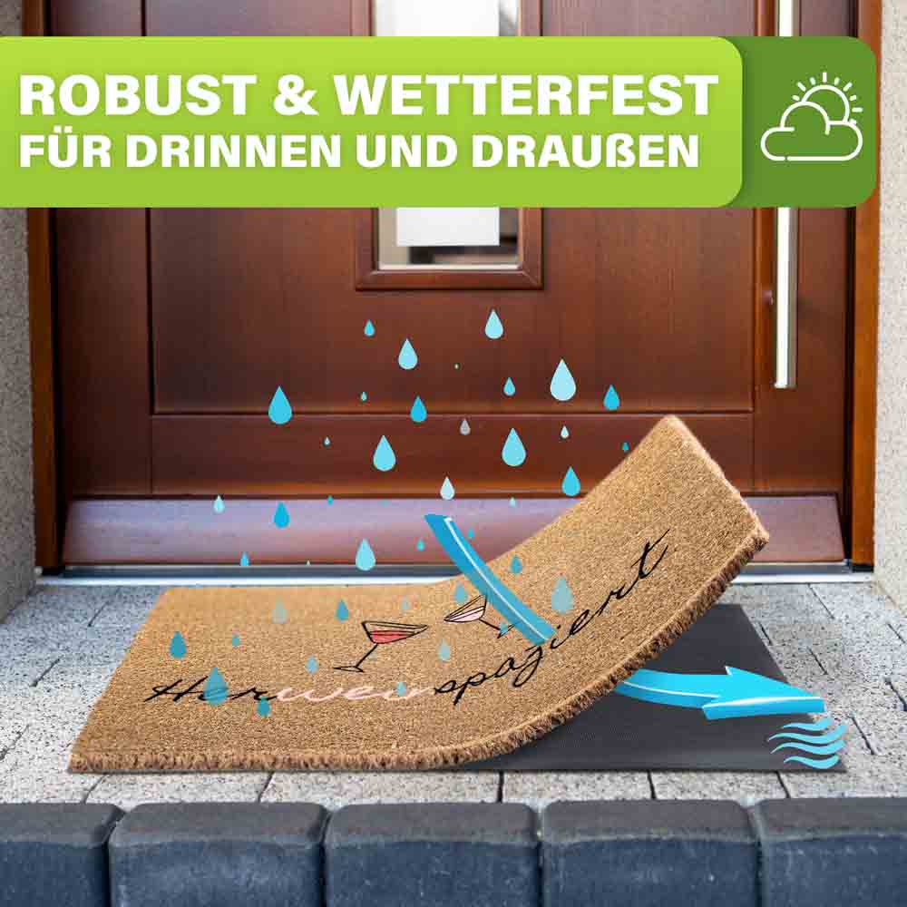 wetterfeste kokos fussmatte herweinpaziert fuer drinnen und draussen vor haustuer wasserabweisend robust langlebig ideal fuer eingangsbereich
