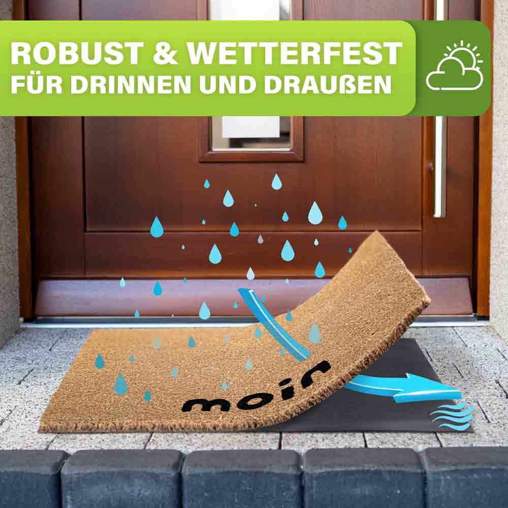 kokosmatte moin wetterfest robuste fussmatte fuer draussen regen abweisung wasser ableitung vor haustuer