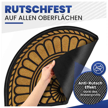 Rutschfeste beige Türmatte mit Wabenprofil, garantiert sicheren Halt auf allen Oberflächen dank Anti-Rutsch-Effekt.