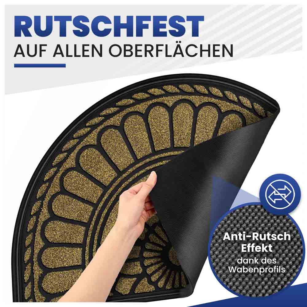 Rutschfeste beige Türmatte mit Wabenprofil, garantiert sicheren Halt auf allen Oberflächen.