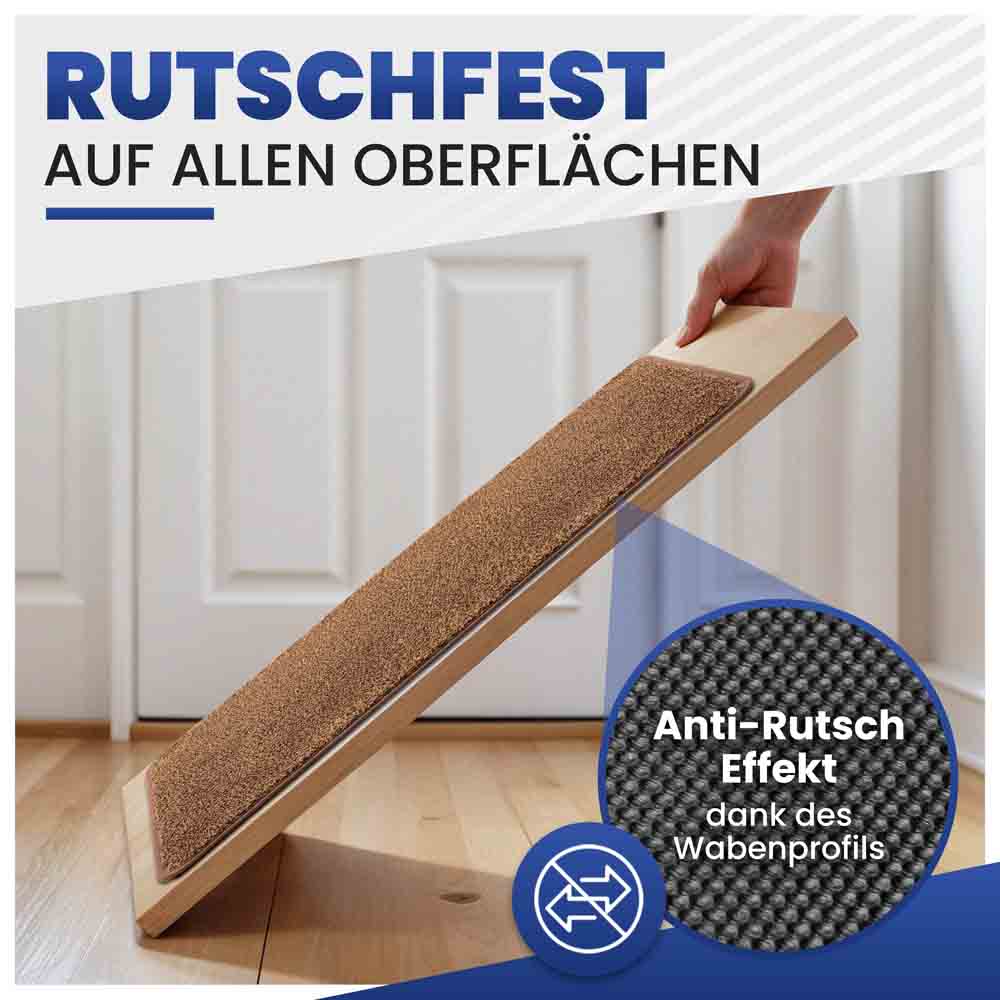 Rutschfeste braune Fußmatte mit Wabenprofil, garantiert sicheren Halt auf allen Oberflächen dank Anti-Rutsch-Effekt.