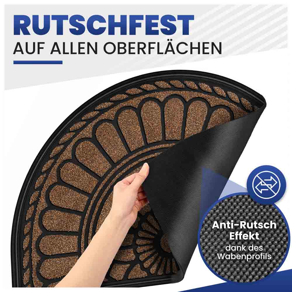 Rutschfeste braune Türmatte mit Wabenprofil, garantiert sicheren Halt auf allen Oberflächen dank Anti-Rutsch-Effekt.
