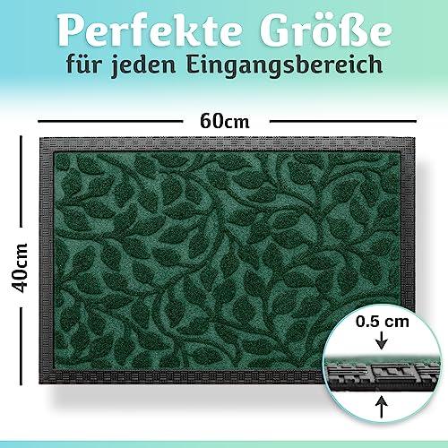 Die grüne Fußmatte in 60x40 cm mit einer Höhe von 0,5 cm passt ideal in jeden Eingangsbereich und bietet eine flache, praktische Bauweise.