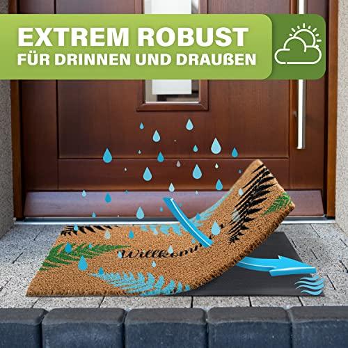 Die robuste Kokosmatte ist wetterfest und flexibel für den Einsatz sowohl drinnen als auch draußen geeignet.